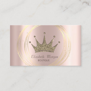 Elegant Rose Gold ,Gold Circles Glitter Tiara Business Card