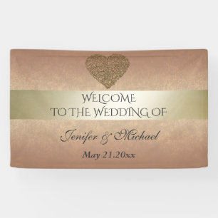 Elegant rose gold golden abstract heart wedding banner