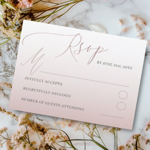 Elegant Rose Gold Gradient RSVP C Wedding Card