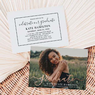 Elegant Rose Gold Graduate Photo Graduation Party