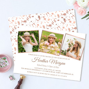 Elegant Rose Gold Graduate Photo Graduation Party Invitation