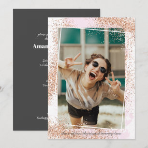 Elegant Rose Gold Graduation Party Invitation