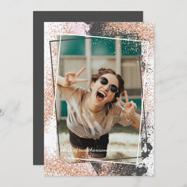 Elegant Rose Gold Graduation Party Invitation (Front/Back)