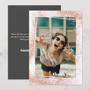 Elegant Rose Gold Graduation Thank You Card