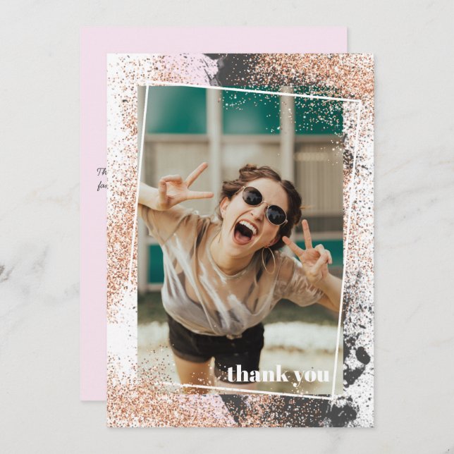 Elegant Rose Gold Graduation Thank You Card (Front/Back)