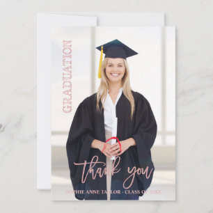 Elegant Rose Gold Graduation Thank You Photo Card