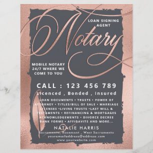 Elegant Rose Gold & Grey Notary Loan Agent  Flyer