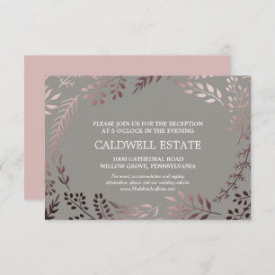 Elegant Rose Gold & Grey Wedding Reception Card