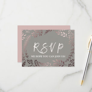 Elegant Rose Gold & Grey Wedding Website RSVP Card