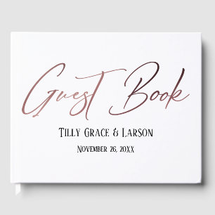 Elegant Rose Gold Handwriting Simple Guest Book