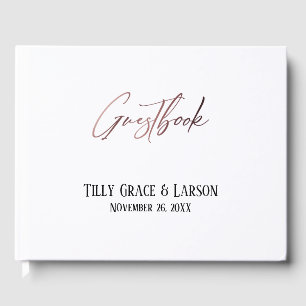 Elegant Rose Gold Handwriting Simple Guestbook