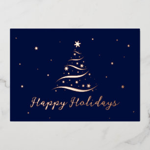 Elegant Rose Gold Happy Holidays Company Foil Card