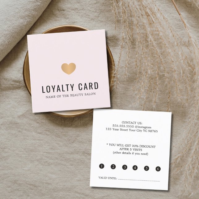 Elegant Rose Gold Heart Beauty Salon Loyalty Card (Creator Uploaded)