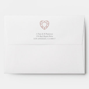 Elegant rose gold heart envelope pink lining