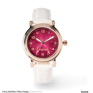 Elegant Rose Gold Heart Watch Design