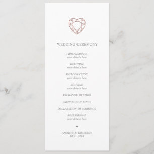 Elegant rose gold heart wedding program programme