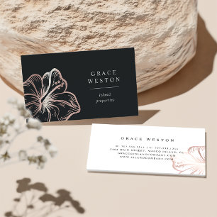 Elegant Rose Gold Hibiscus Flower Business Card