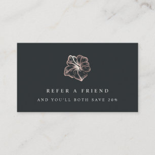 Elegant Rose Gold Hibiscus Flower Referral Card