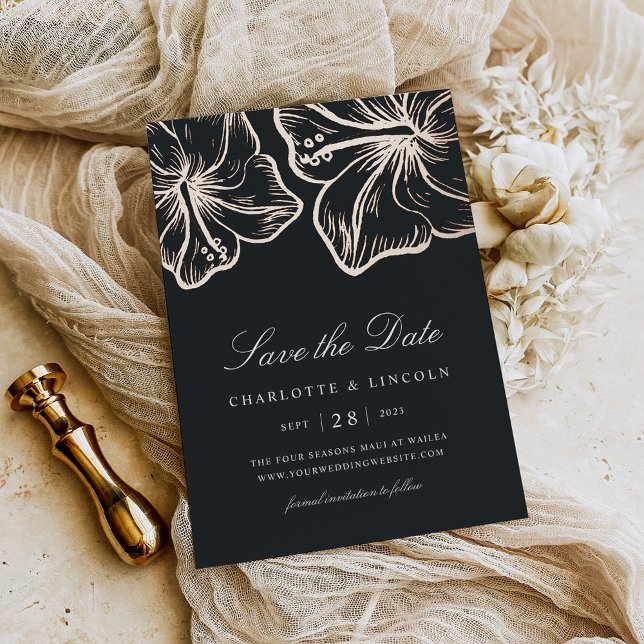 Elegant Rose Gold Hibiscus Flower Wedding Save The (Creator Uploaded)