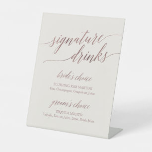 Elegant Rose Gold Ivory Signature Drinks Pedestal Sign