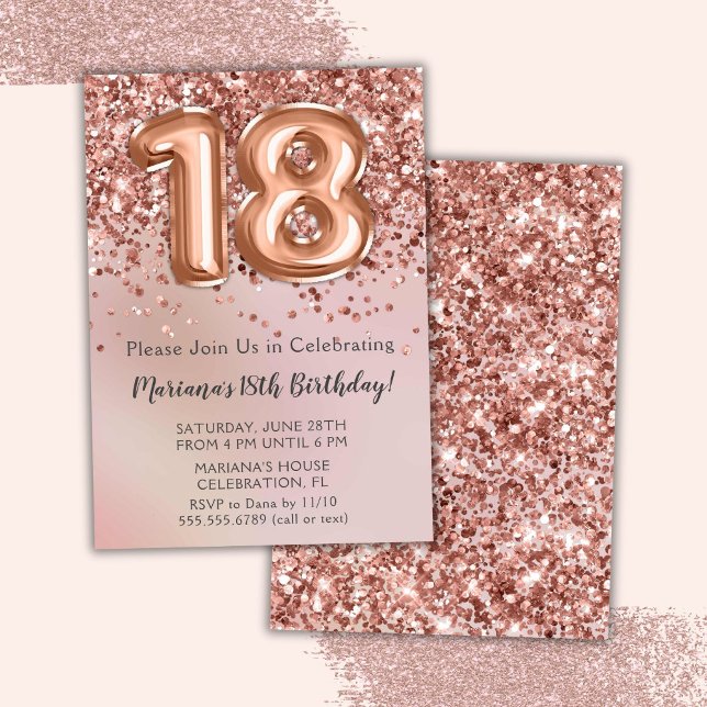Elegant Rose Gold Kids Girl 18th Birthday Party In Invitation (Creator Uploaded)