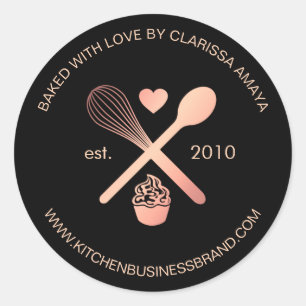 Elegant Rose Gold Kitchen Bakery Catering Classic Round Sticker