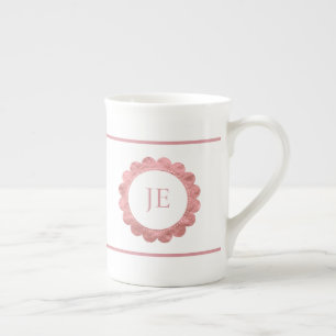 Elegant Rose Gold Lace Personalised Monogram Bone China Mug