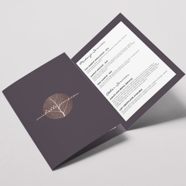 Elegant Rose Gold Leaf Logo Purple Brochure (Creator Uploaded)