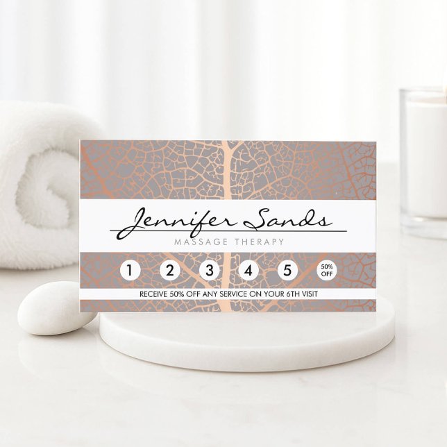 Elegant Rose Gold Leaf Tree Pattern Loyalty Card (Creator Uploaded)