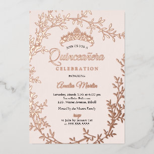 Elegant Rose Gold Leaf Wreath Quinceanera Fo