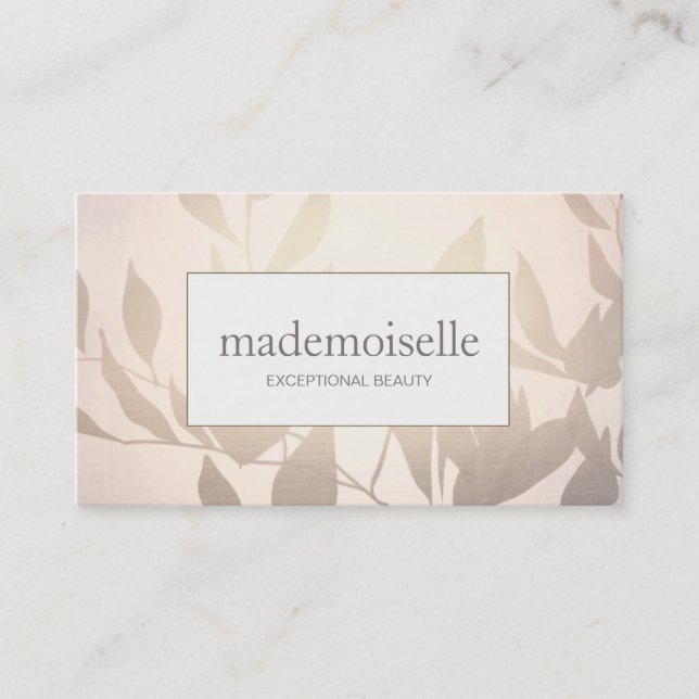 Elegant Rose Gold Leaves Esthetian Beauty Business Card (Front)