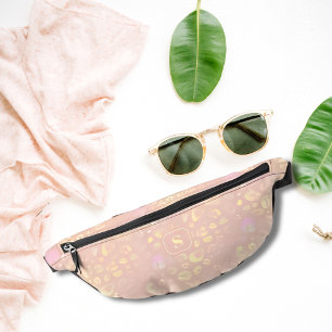 Elegant Rose Gold Lemon Chiffon Leopard Print Cool Bum Bags