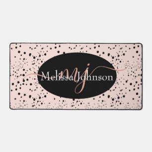 Elegant Rose Gold lettering on Black     Desk Mat