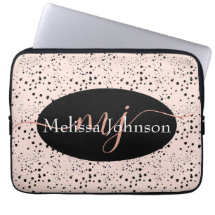 Elegant Rose Gold lettering on Black    Laptop Sle Sleeve