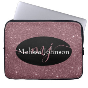 Elegant Rose Gold lettering on Black    Laptop Sle Sleeve