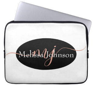 Elegant Rose Gold lettering on Black    Laptop Sleeve