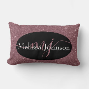 Elegant Rose Gold lettering on Black    Lumbar Pil Cushion