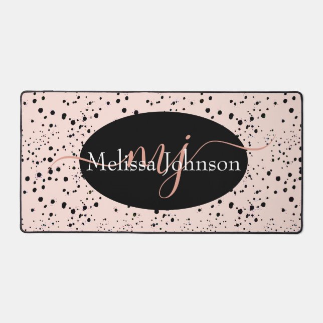 Elegant Rose Gold lettering on Black    Mouse Pad (Front)
