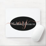 Elegant Rose Gold lettering on Black    Mouse Pad<br><div class="desc">Elegant rose gold lettering on black,  edit initials (between blocks)and name</div>