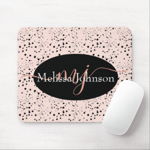 Elegant Rose Gold lettering on Black Mouse Pad