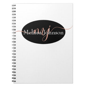 Elegant Rose Gold lettering on Black Notebook