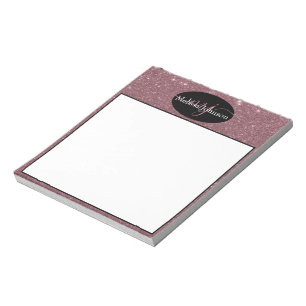 Elegant Rose Gold lettering on Black Notepad