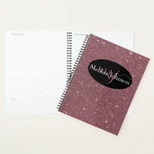 Elegant Rose Gold lettering on Black    Planner