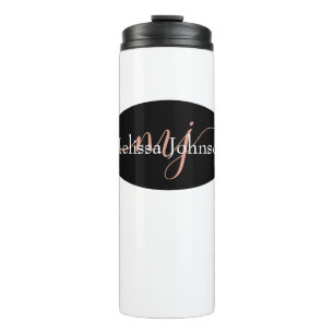 Elegant Rose Gold lettering on Black Thermal Tumbler