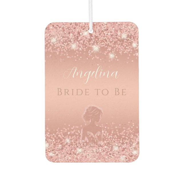 Elegant Rose Gold Luxe Shimmer Bridal Shower  Car Air Freshener (Front)