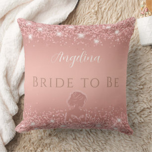 Elegant Rose Gold Luxe Shimmer Bridal Shower  Cushion