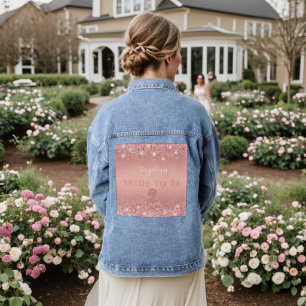 Elegant Rose Gold Luxe Shimmer Bridal Shower  Denim Jacket