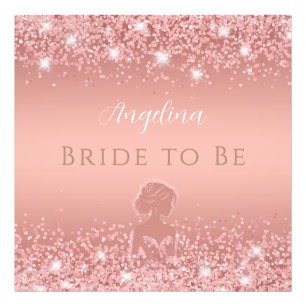 Elegant Rose Gold Luxe Shimmer Bridal Shower  Photo Print