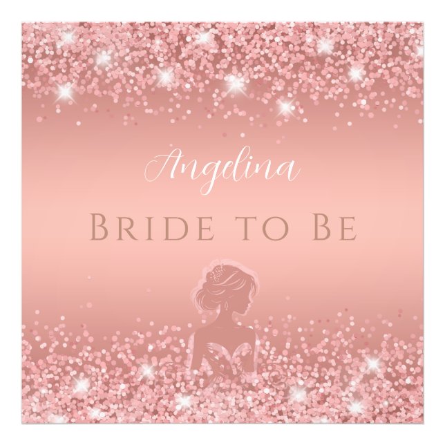 Elegant Rose Gold Luxe Shimmer Bridal Shower  Photo Print (Front)