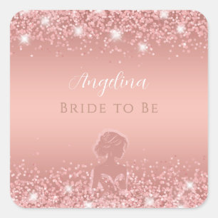 Elegant Rose Gold Luxe Shimmer Bridal Shower  Square Sticker